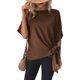 thumbnail image 1 of Camisa de manga corta para mujer, cuello redondo, dobladillo con nudo, Color puro, corte holgado, Top informal para mujer para citas, compras diarias, 1 of 6