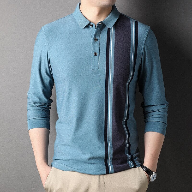 2023 spring and autumn new style Men s Designer Solid Color Long Sleeve Polo Shirt Men s Fashion Stripe Regular Fit Casual Top Walmart