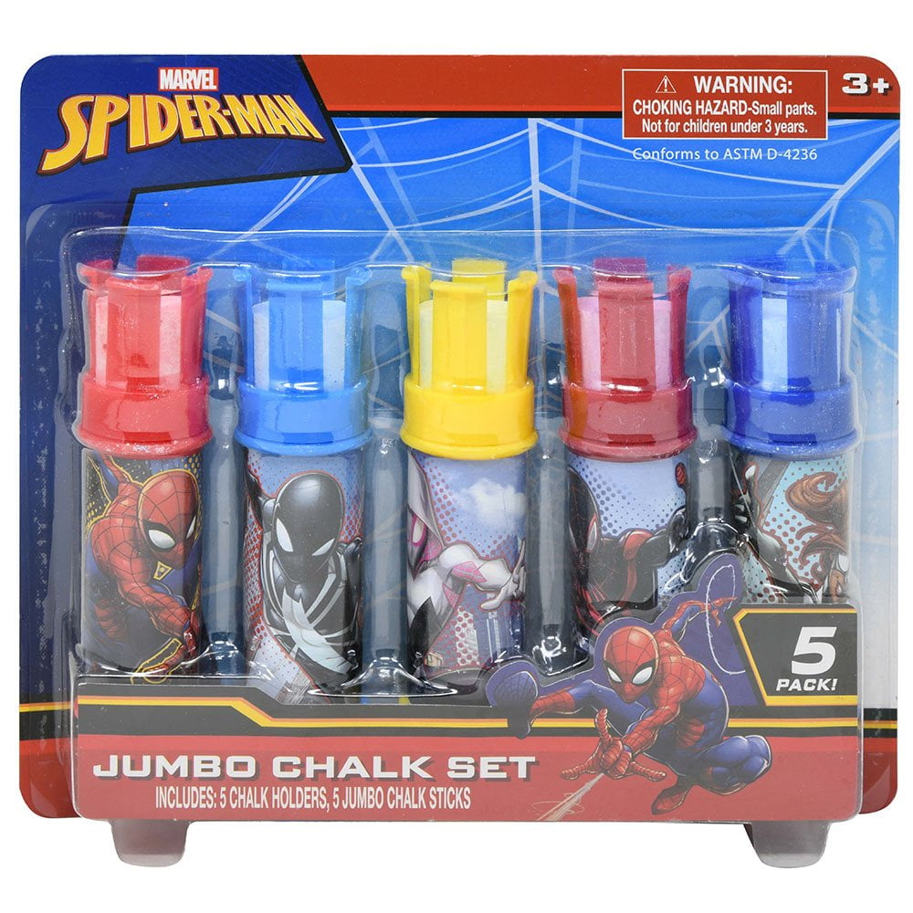 Spiderman 5pc Jumbo Chalk Set on Footed Blister Card