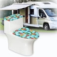 thumbnail image 6 of HELLHERO Pineapple Floral Pattern Adjustable Toilet Lid Cover Set with Stretch, 6 of 8