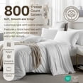 thumbnail image 3 of California Design Den Queen Sheets - 800 Thread Count 100% Cotton Sateen - Deep Pocket - 4 Piece Bed Sheet Set, Bright White, 3 of 9