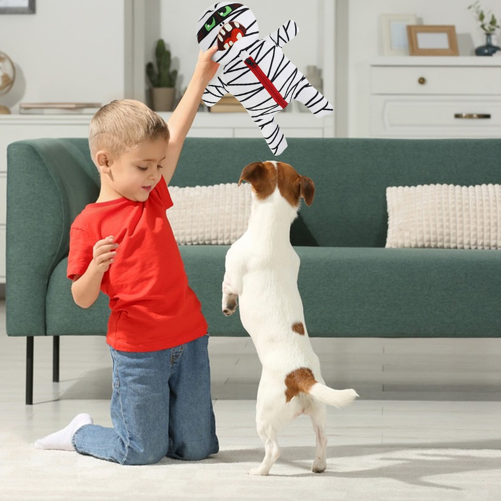 Squeaky Plush Dog Toys Set for Small Medium Dogs，9-in-1 Mummy with 8 Organ-Shaped Squeaking Playthings，Interactive Puppy Chew Toys for Teething and Anxiety Relief，Colour