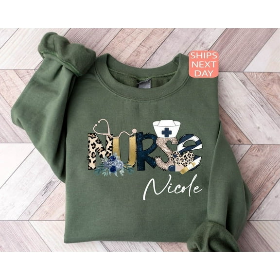 Custom Nurse Sweatshirt, Personalized Nurse Sweater, Nurse Crewneck, Nursing School Shirt, Nurse Life Sweatshirt, Registered Nurse Hoodie