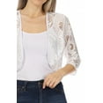 thumbnail image 5 of Women's Casual Lace Bolero Crochet Open Cardigan 3/4 Sleeve Sheer Cover Up Jacket, 5 of 6