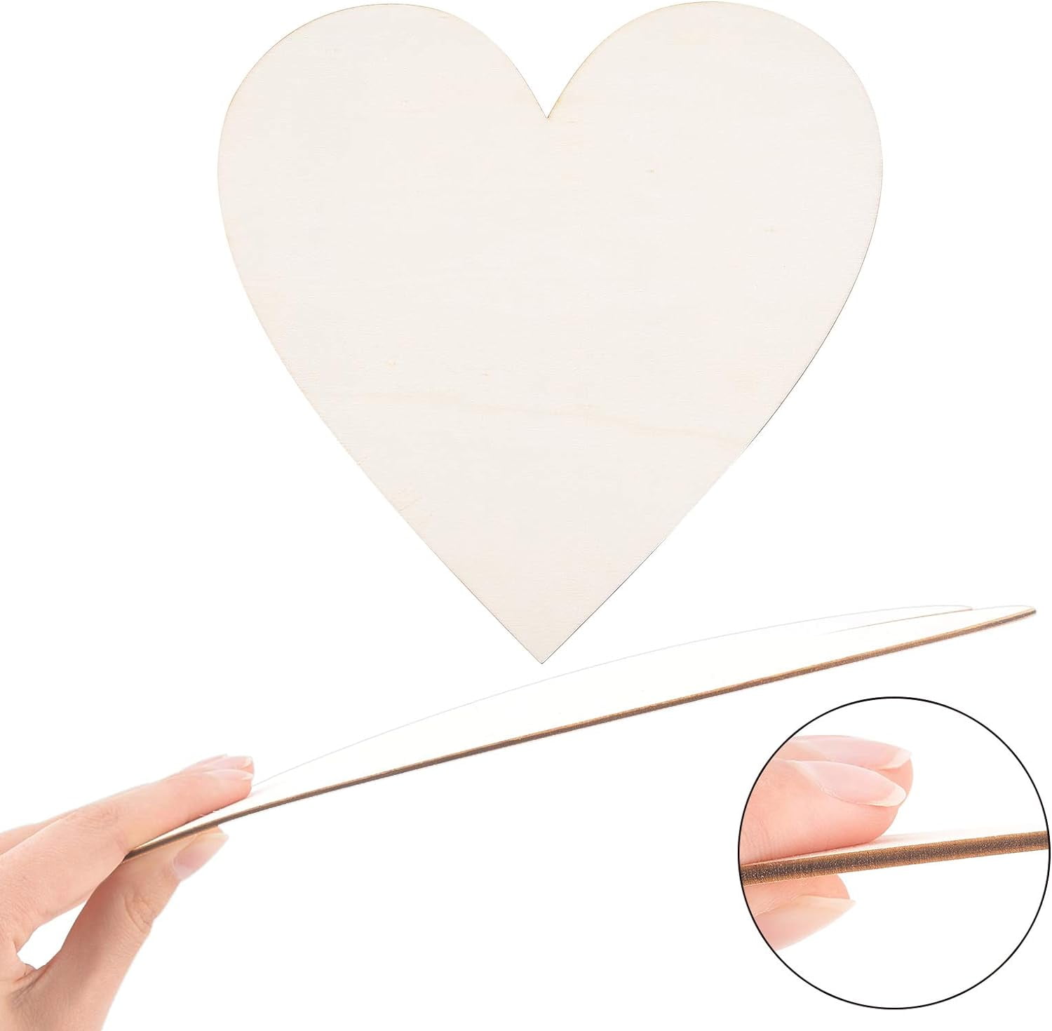 ABCISI Unfinished Wooden Hearts for Crafts, 5PCS 10 Inch Blank Unfinished Wood Craft Kit, Heart Slices Embellishments Ornaments for Christmas, Wedding, Valentine, DIY Supplies