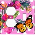 thumbnail image 5 of Metal Light Switch Plate Cover Hibiscus Flower Butterfly Pink Polka Dots FLW035, 5 of 15