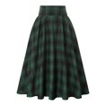 thumbnail image 2 of Women Check Plaid Long Skirt Vintage Ladies Loose Dress High Waist A-line Skirt, 2 of 8