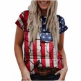 thumbnail image 1 of Tops de mujer Moda Casual Blusa suelta Bandera del Día de la Independencia Impresión de cuello redondo Camiseta Camisas Blusa Camiseta estampada Pompotops hfajkhk129797, 1 of 9