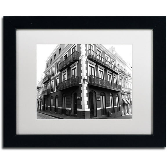 Trademark Fine Art "Old San Juan 9" Canvas Art by CATeyes, White Matte, Black Frame