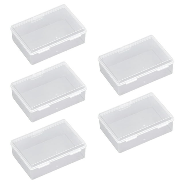 Contenedor de plástico pequeño multifuncional, Caja de almacenamiento transparente, impermeable para manualidades, joyería, 5 uds.