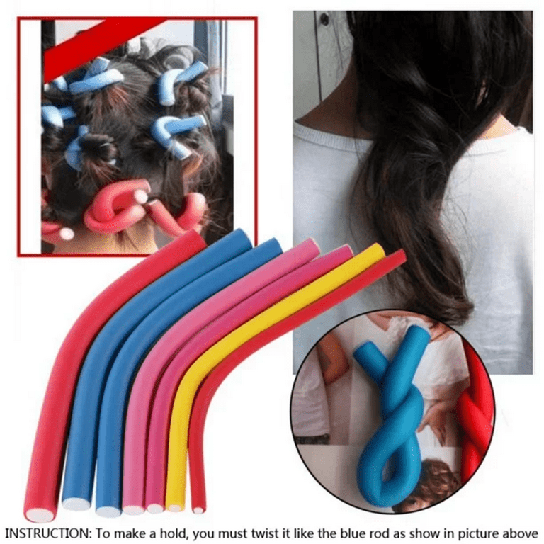 Professional Flexi Rods for Hair,Hair Roller Curler Set, 9 inch in Length, 10 Pcs Each Pack, Random Color, One Pack