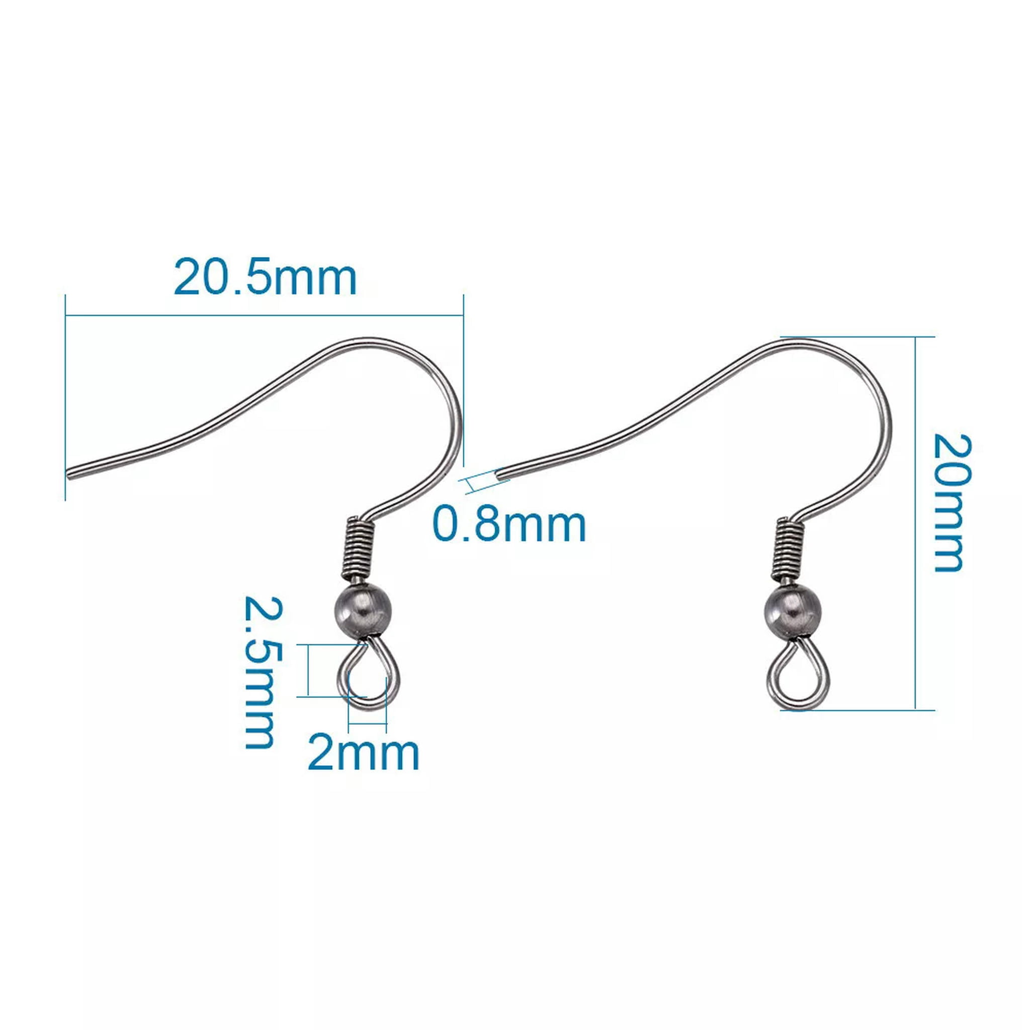 U8MO 400pc 304 Stainless Steel Earring Hooks French Earwire Hang Loop Findings 20.5mm