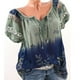 thumbnail image 5 of Blusa Camisa estampada de manga corta con cuello en V Blusa suelta Mujer Top de verano, Verde oscuro, XL tholdsy AP001925-52, 5 of 7
