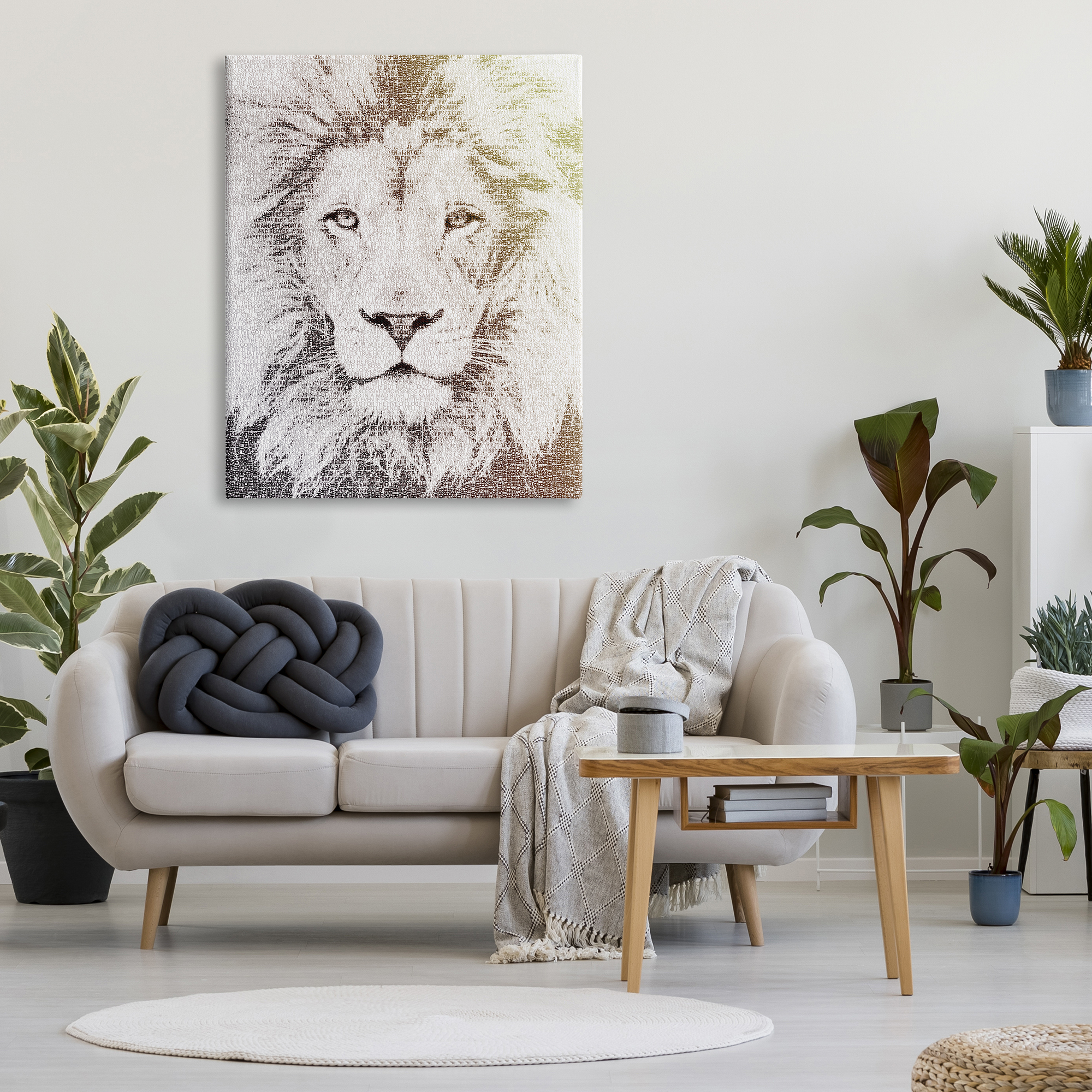 Stupell Industries Dominant Lion Portrait Text Word Pattern Animal Mane, 36 x 48, Design by Paula Belle Flores