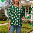 thumbnail image 4 of felwors St Patty's Day Shirt Women 2025 Casual Plus Size 3/4 Sleeve Irish Clover Shirts Funny Saint Patrick's Tunic Tops (Dark Green, XXL), 4 of 6