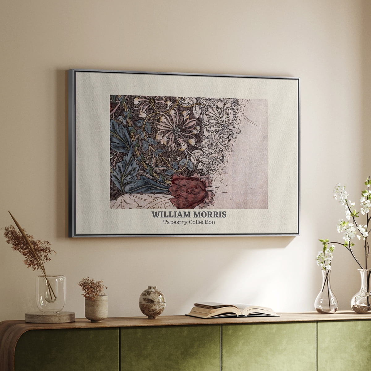 Vintage Abstract Print-XLI Framed in Silver Wood Gallery Wrapped Canvas 17 in. x 25 in.