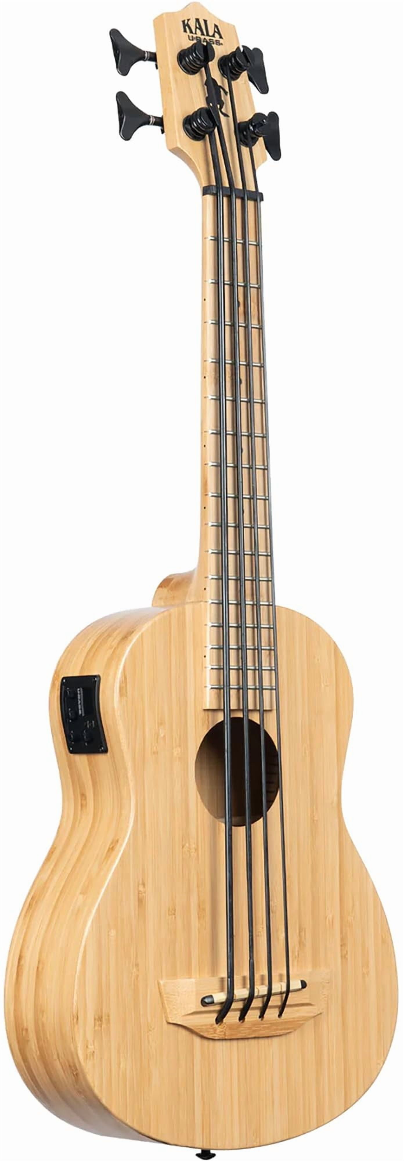 Kala UBASS-BMB-FS Bamboo Fretted Acoustic-Electric U-Bass Bundle with Case, Tuner, Austin Bazaar Instructional DVD, and Polishing Cloth