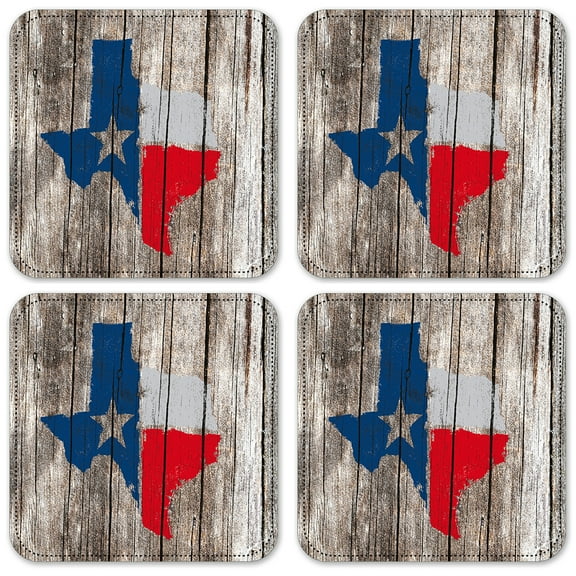 Vinyl Drink Coasters - Set of 4 - Texas Map