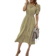 thumbnail image 3 of Txlixc Vestido de manga corta femenino con solapa impresa en flores Txlixc  moda, 3 of 9