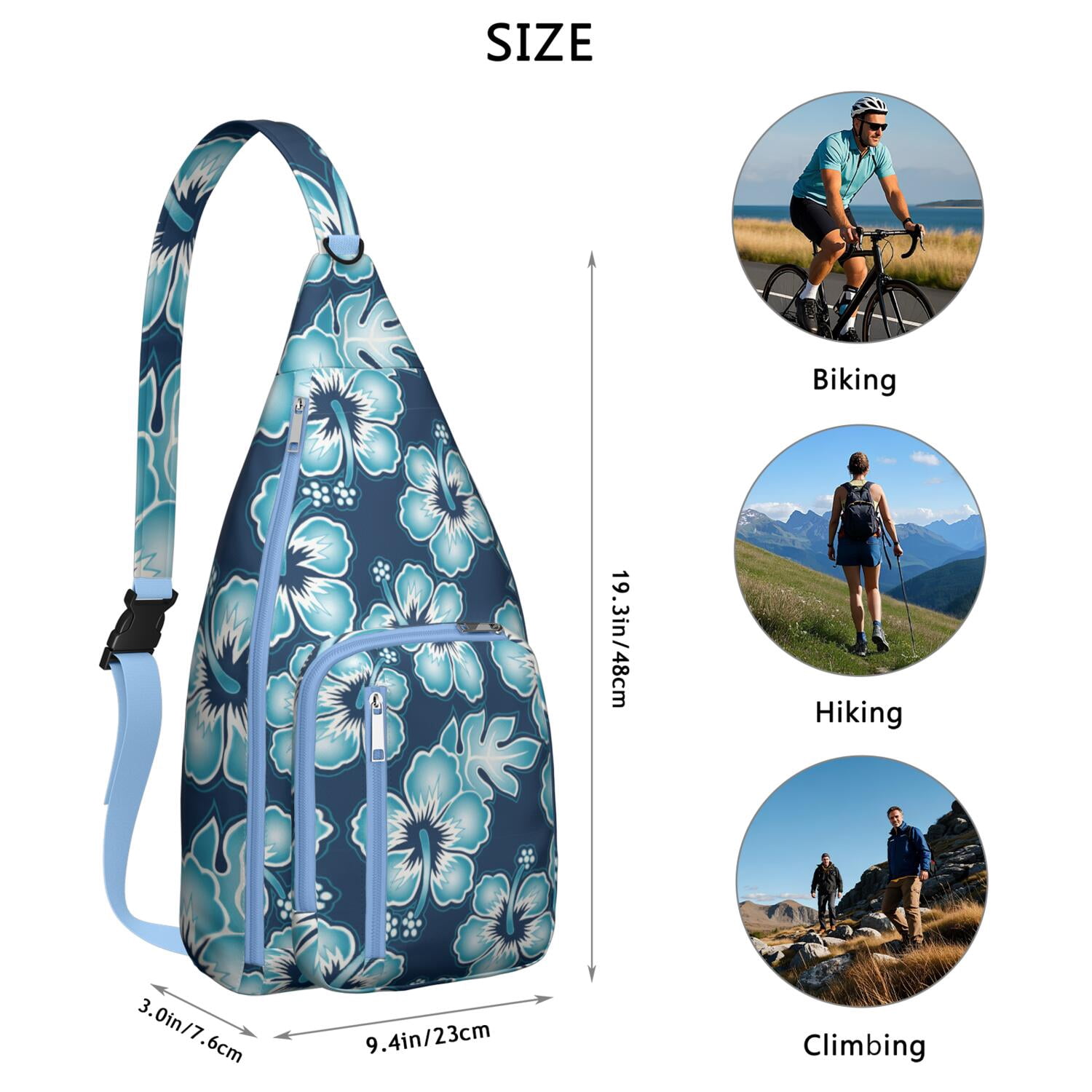Hawaiian Hibiscus Hawaiian Print Sling Bag, Lightweight Shoulder Bag for Women & Men
