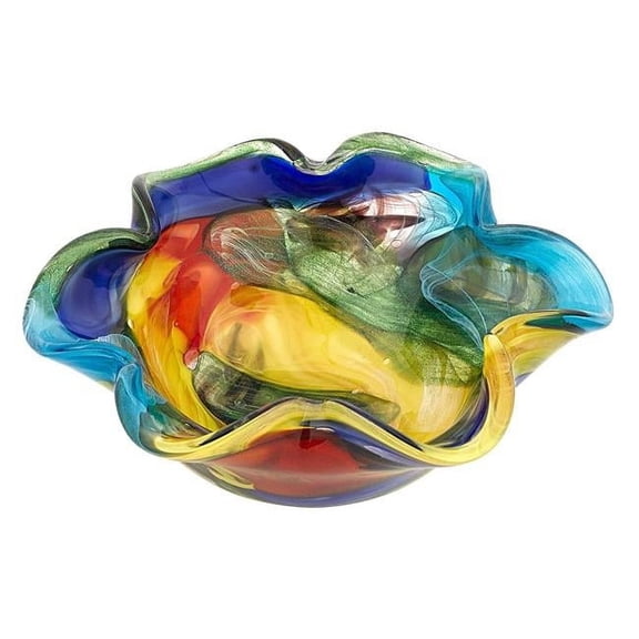HomeRoots 375788 8.5 in. Art Glass Floppy Centerpiece Bowl, Multi Color
