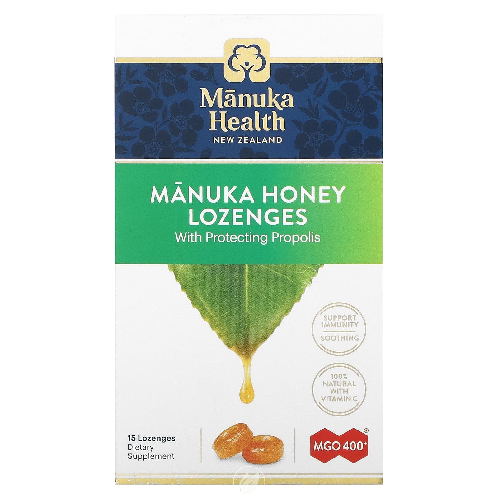 Manuka Health, Manuka Honey Lozenges, Propolis, MGO 400+, 15 Lozenges, Pack of 2