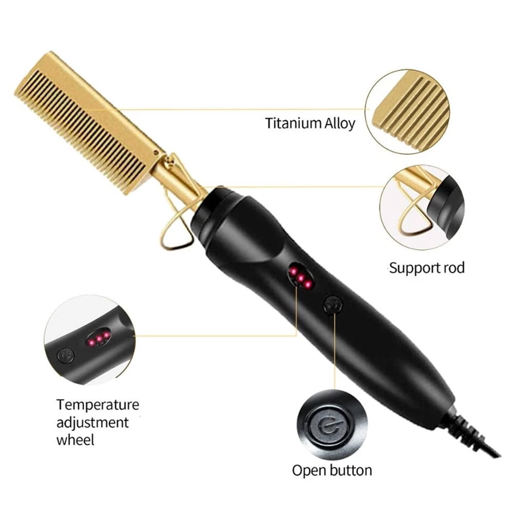 Hot Heating Comb Flat Hair Straightener Brush Hair Straightener Straight Hair Styler Curling Iron