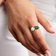 thumbnail image 5 of Ross-Simons 7.5-8mm Cultured Pearl and 2.20 Carat Emerald Toi Et Moi Ring in 18kt Gold Over Sterling, Women's, Adult, 5 of 6