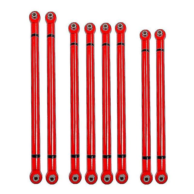 Juego de 8 barras de acoplamiento de metal, compatible con piezas de vehículos RC Crawler 1/10 (rojo)