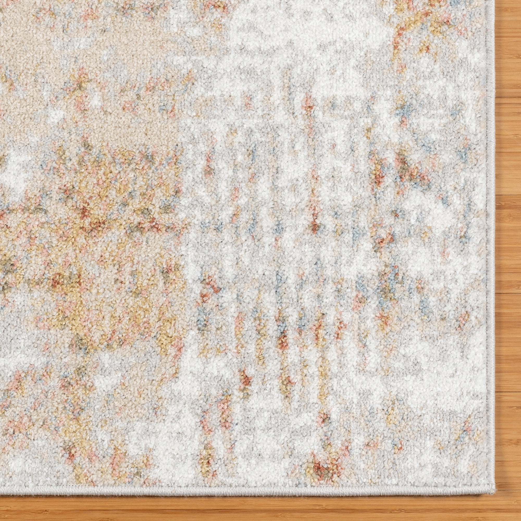 Gertmenian Alor Cheema Modern Abstract Orange/Gray/Ivory Polypropylene Indoor Area Rug, 5x7