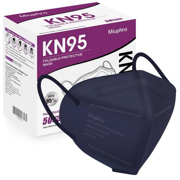 Mascarilla facial Miuphro KN95, respirador desechable, paquete de 50 unidades, color morado