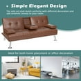 thumbnail image 5 of Costway Convertible Folding Futon Sofa Bed Leather w/Cup Holders&Armrests Brown, 5 of 11