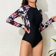 thumbnail image 7 of Generic Women's One Piece Rash Guard Long Sleeve Full Body Modest Swimsuits Zipper Front with Built in Bra, 7 of 7