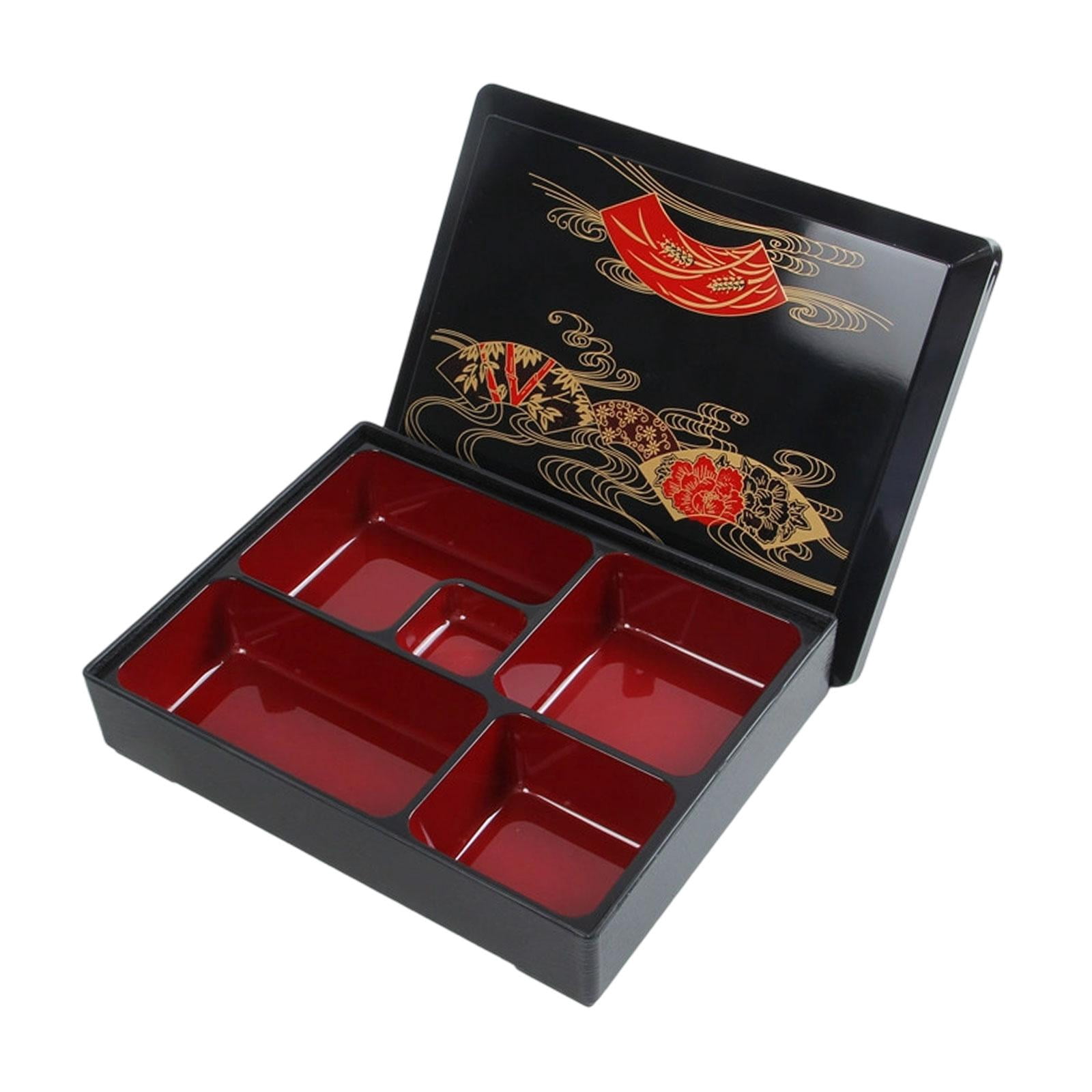 CoudarTitie Japanese Bento Box Lunch Box,Traditional,5 Compartments,with Lid Sushi Tray Food M