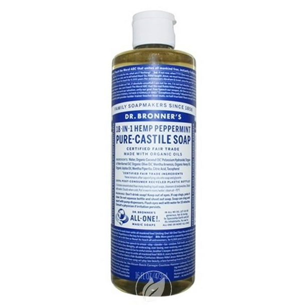 Dr. Bronner's Peppermint Castile Soap Peppermint 16.0 fl oz, Pack of
