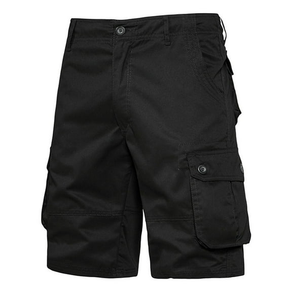 Xyxonk Mens Shorts Cargo Outdoor with Multi Pocket Cotton Workout Short Hiking Twill Cotton Cargo Shorts Black
