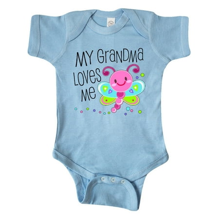 

Inktastic My Grandma Loves Me- cute dragonfly Gift Baby Boy or Baby Girl Bodysuit