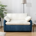 thumbnail image 2 of 43" Oversized Single Sofa Chair, 42.5" Wide & 32" Deep Seat Armchair with Chenille Upholstery & 2 Throw Pillows, Color Block Design for Living Room Comfort (Blue+Cream), 2 of 9