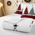 thumbnail image 4 of Erosebridal Plaid Trees Quilt King 3 Pieces,Christmas Check King Coverlet Set,Red Green,1 Bedspread and 2 Pillowcases, 4 of 7