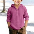thumbnail image 2 of YunPes Boys Cotton Linen Sweatshirt Lightweight Breathable Long Sleeve Hoodie Casual Baggy Spring Fall Basic Versatile Hooded Tops, 2 of 4