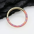thumbnail image 2 of Golden Brilliant Fire Opal Lined Front Facing Seamless Clicker Hoop Ring, 2 of 4