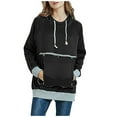 thumbnail image 3 of IROINNID Hoodie for Women Big Pocket Long Sleeve Hoodie Casual Fall Pullover Solid Basic Warm Tops,Black, 3 of 8
