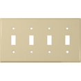 thumbnail image 1 of Stainless Steel Metal Wall Plates 4 Gang Toggle Switch Ivory, 1 of 1