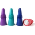 thumbnail image 1 of Paquete de 4 tapones reutilizables para botellas de vino, tapones de silicona de colores para bebidas., 1 of 5