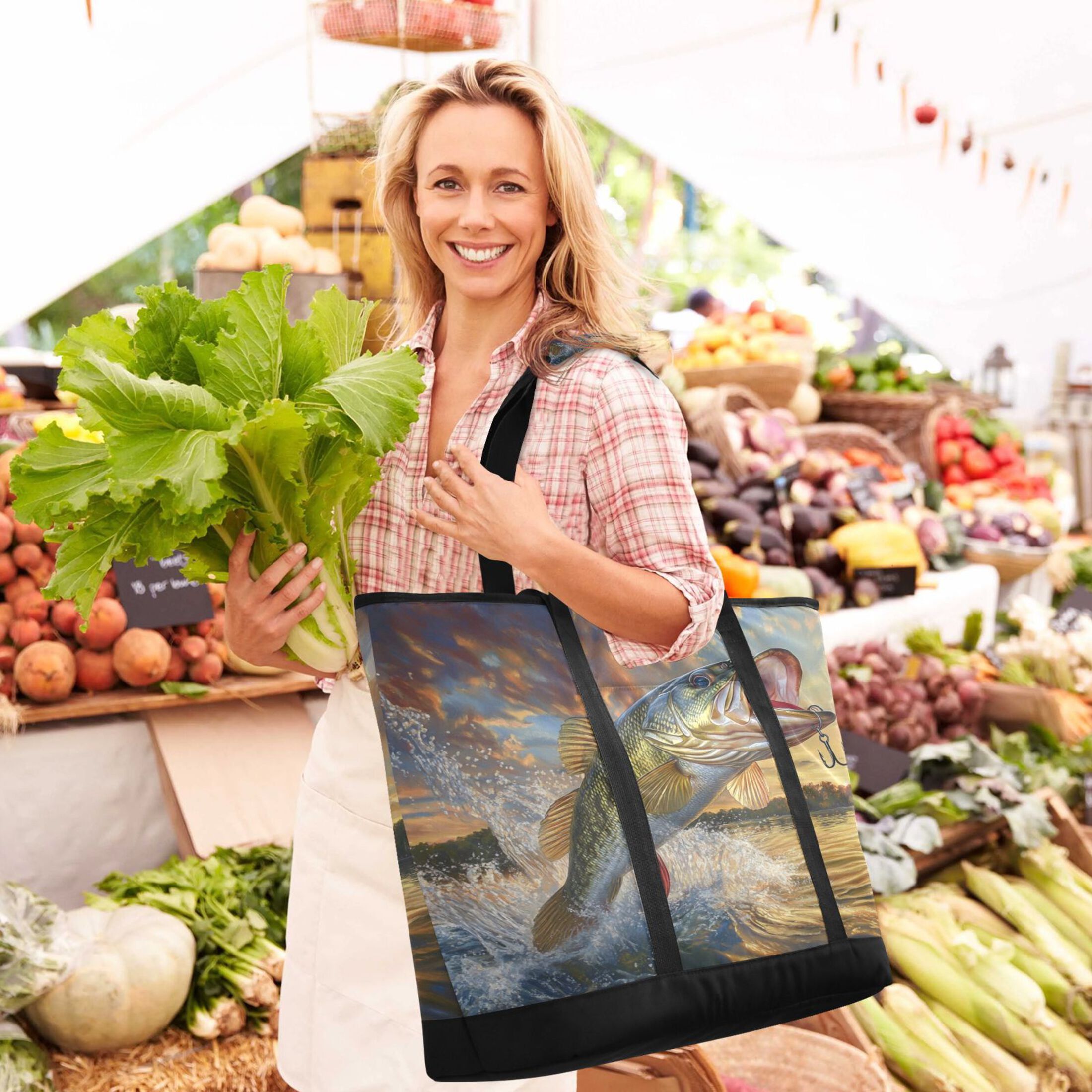 Large Hand-held Ice Pack Picnic Bag Insulation and Refrigeration Suitable for Shopping Picnics and Camping Golden Fish