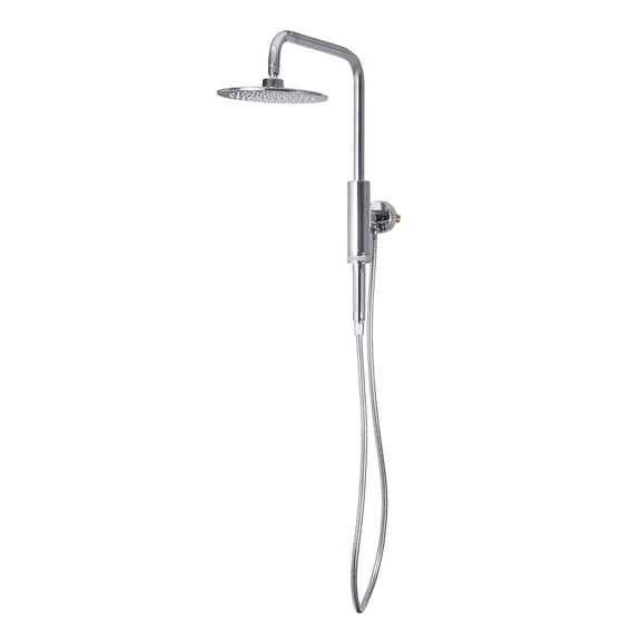 Aquarius 8-in Rain Showerhead Shower System with Pivoting Shower Arm and Magnetic Handshower Holder Chrome