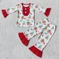 thumbnail image 2 of Conjunto de ropa de dormir de invierno para niños y niñas, conjunto de ropa de dormir con mangas Rojas, camisa de coche de árbol, pantalones con volantes, conjunto de pijamas, venta al por mayor, 2 of 2