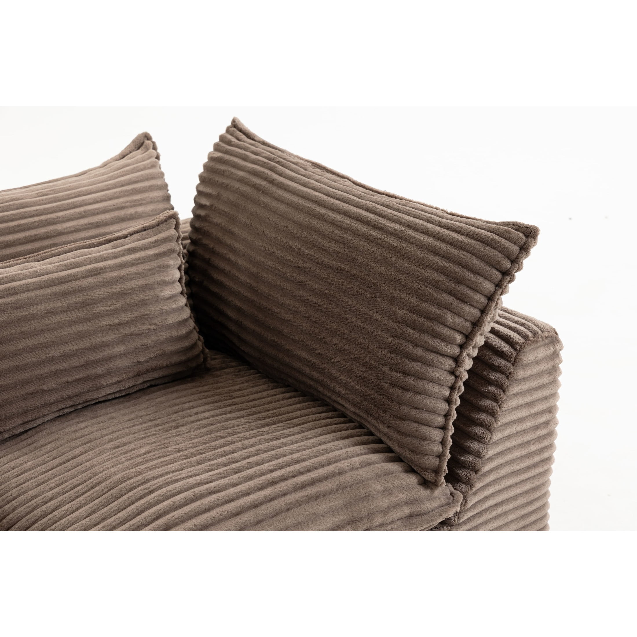 GDF Studio Lunas 129.8" Oversized Modular Corduroy Cloud Sectional Sofa, 4-Seat Comfy Couches with 2 Ottomans, Khaki