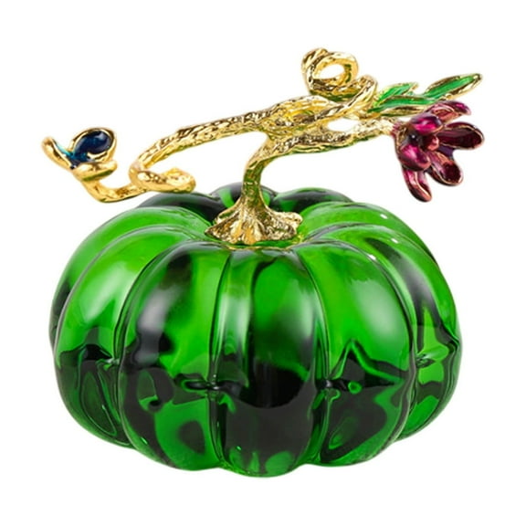 Uxgjfwu Glass Pumpkin Decoration, Hand Blown Crystal Pumpkin Figurine for Thanksgiving and Halloween, Collectible Ornament for Home and Display