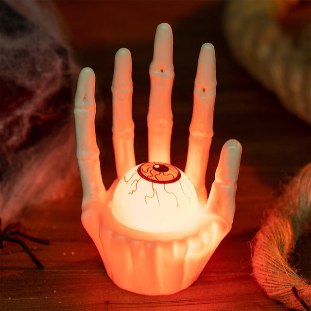 Lksixu Halloween Skeleton Hand Tea Lights Candles, Spooky Skeleton Palm Design Candle Light, Battery Operated Flameless Candles LED Flickering Candles Halloween Decorations for Party Wedding